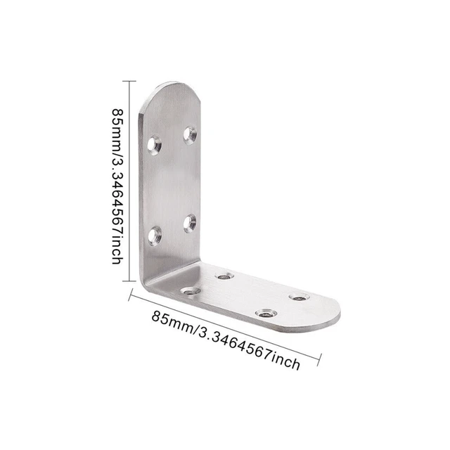 85mm Right Angle Bracket L-Shaped Corner Brace Shelf Stainless Steel Silver