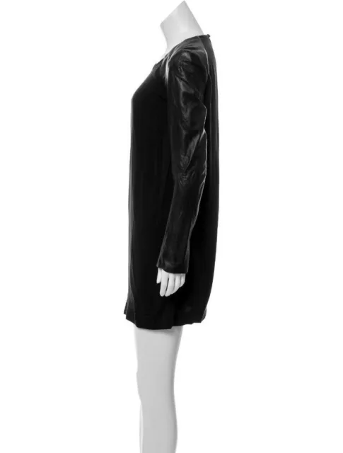 Michelle Mason Women’s Crew Neck Leather Long Sleeve Mini Dress Size 2 2