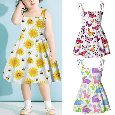 New Summer Dress for Girls Party Floral Kids Clothes Baby Girls Beach Dresses