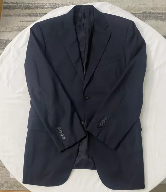Canali 1934 Men's 100% Wool 2-Button Blazer Navy Blue Checkered Italy • 40R