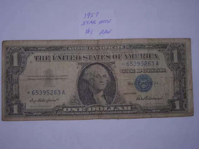 $1 Dollar 1957 Lot #1 Star Note One Dollar Bill Blue Seal Silver Certificate