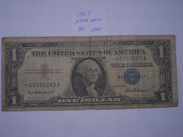 $1 Dollar 1957 Lot #1 Star Note One Dollar Bill Blue Seal Silver Certificate