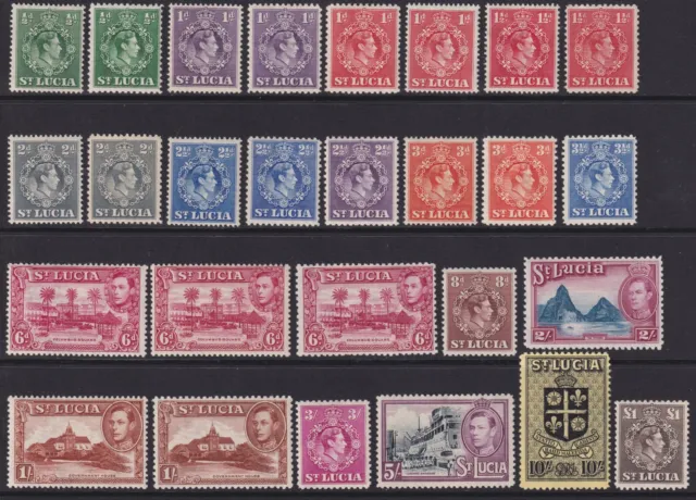 St. Lucia 1938-48 King George VI definitive issue complete mint (cat. £158)