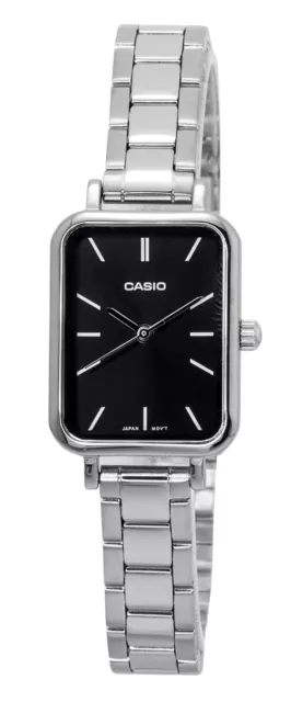 Casio Analog Acier Inoxydable Cadran Noir Quartz LTP-V009D-1E Montre Femme