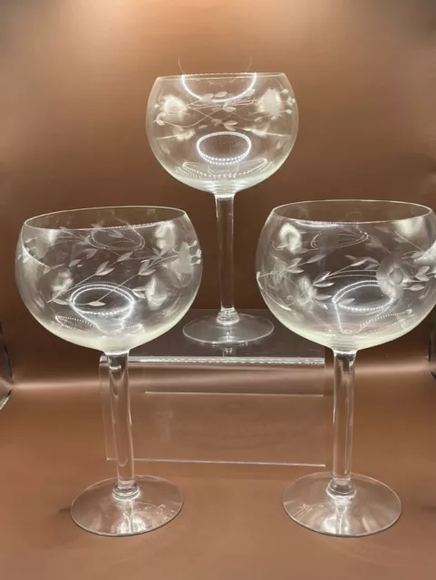 Vintage Heritage Balloon Wine Glasses by Princess House, Handblown, Crystal