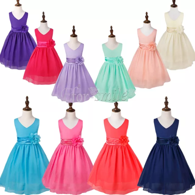 Flower Girls Birthday Pageant Wedding Party Formal Kids Princess Tutu Dress Gown