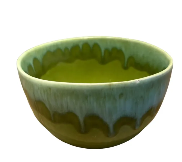 Vtg Green Drip Glaze USA Pottery Serving Chili Soup Bowl Collectable 5.5 inches