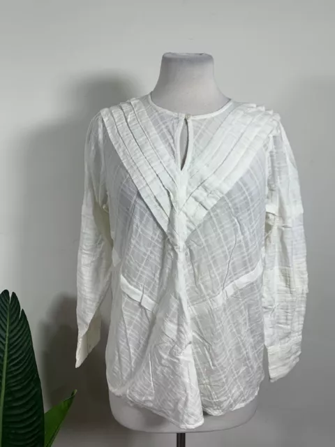 LA VIE REBECCA TAYLOR WOMENS WHITE BLOUSE, Size M