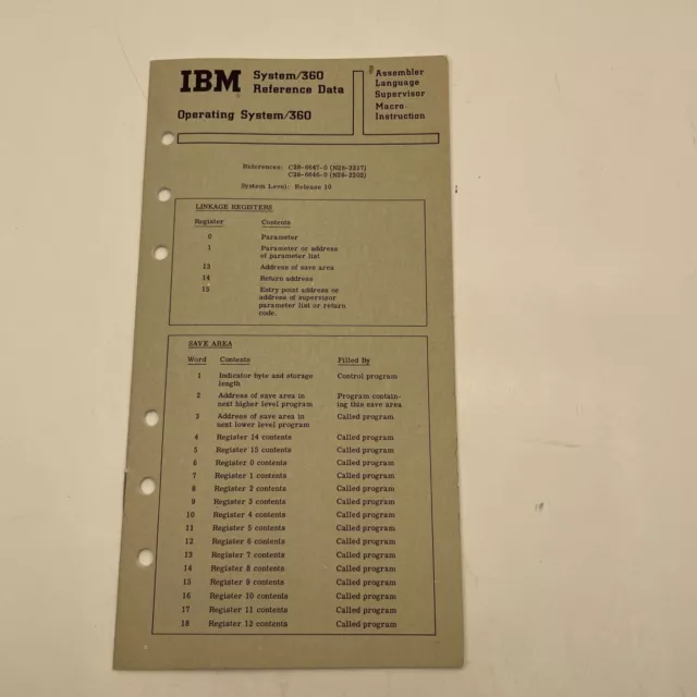 Vintage IBM System 360 Reference Data booklet USA vintage