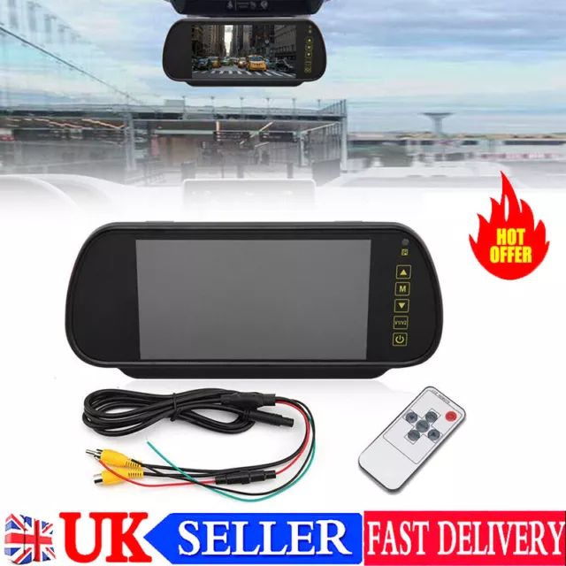 7" LCD Parking Monitor Rear View Mirror TFT Color for Car Bus Reversing Camera