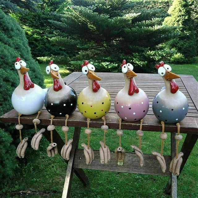 Chicken Garden Statue Chicken Resin Craft Sculpture Ornament Outdoor Decoration 2