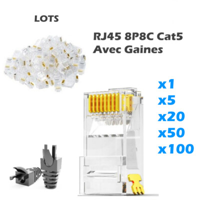 Lot De 100 Connecteurs RJ45 Colorés Pour Câble Ethernet CAT7 CAT6 RJ45