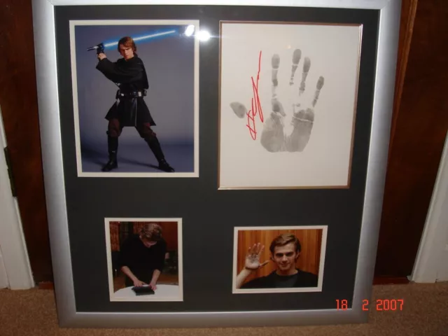 Hayden Christensen - Star Wars - Hand signed and mounted original Ink Hand print