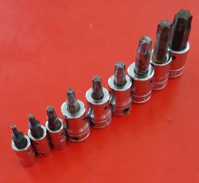SNAP ON USA 9pc 1/4" & 3/8" Drive TORX Bit Driver Socket Set READ ...