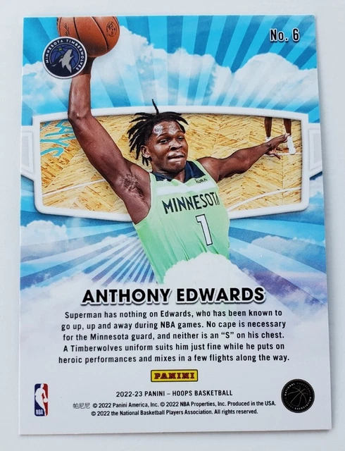 Panini Wolves 2022-23 PANINI HOOPS Skyview Anthony Edwards Minnesota Timberwolves #6 ...