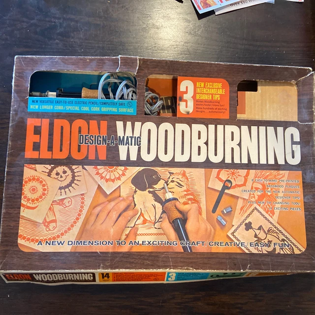 ELDON DELUXE DESIGN A Matic Wood burning Kit Craft Kit Original Box For