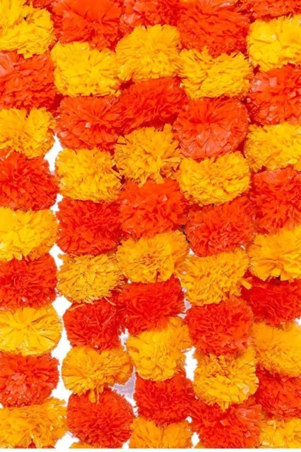 Ghirlande artificiali di fiori di calendula arancione e giallo Decorazione...