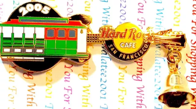 Hard Rock Cafe San Francisco Cable Car Bell Ringing Contest Guitar Pin LE NEW