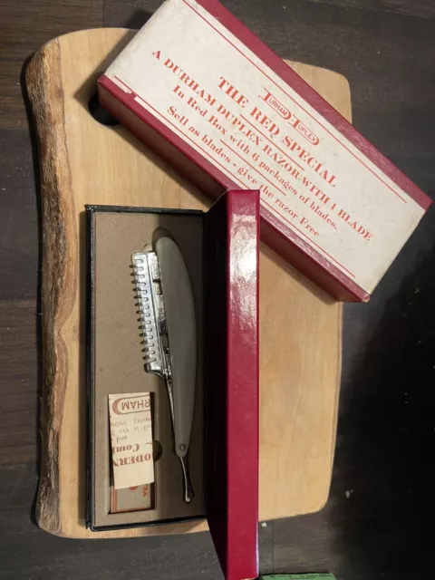 Vintage Durham Duplex Straight Razor In Original Box Shaving Blade, Barber Shop