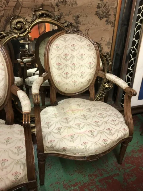 Pair antique armchairs in walnut style Ludwig Xvi. Old-Time XX Century 12087 2