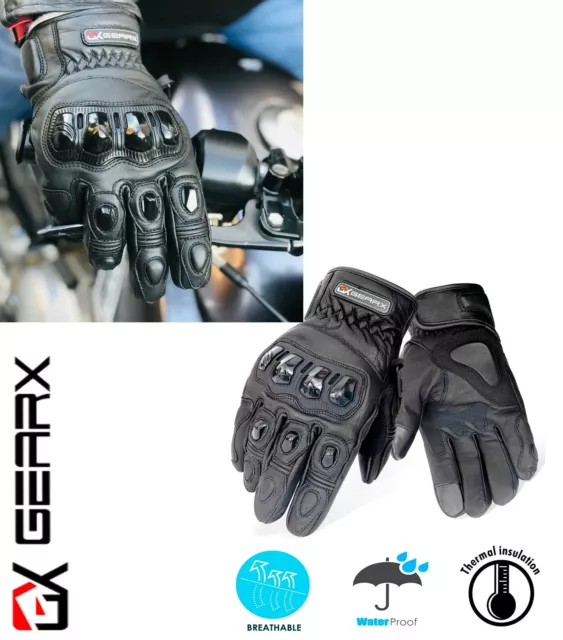 Poser Cuero Guantes para Motocicleta Impermeable Térmico Motocicleta Protección