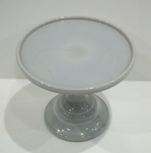 Mosser Glass Pedestal Cake Plate Stand, 6" GRAY MARBLE, NEW, NO BOX