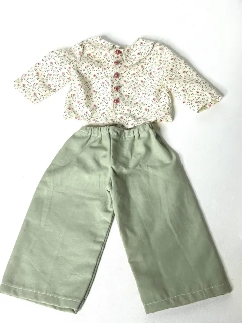 18" doll Outfit Green Pants Pearl Button Top fits American Girl doll