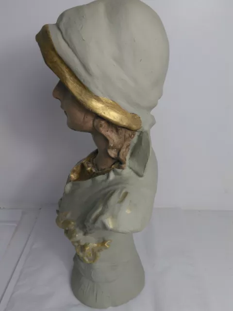 Beautiful Fleur des Champs - French Art Nouveau Female Plaster Bust 3