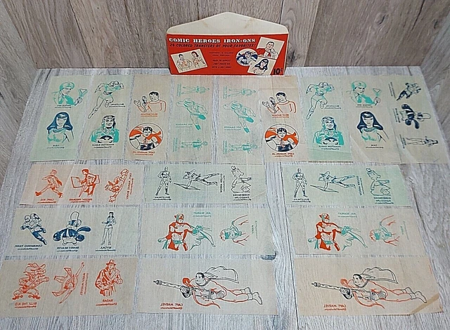1940's Fawcett Comic Heroes Captain Marvel Iron-ons Complete Set of 24 + Extra