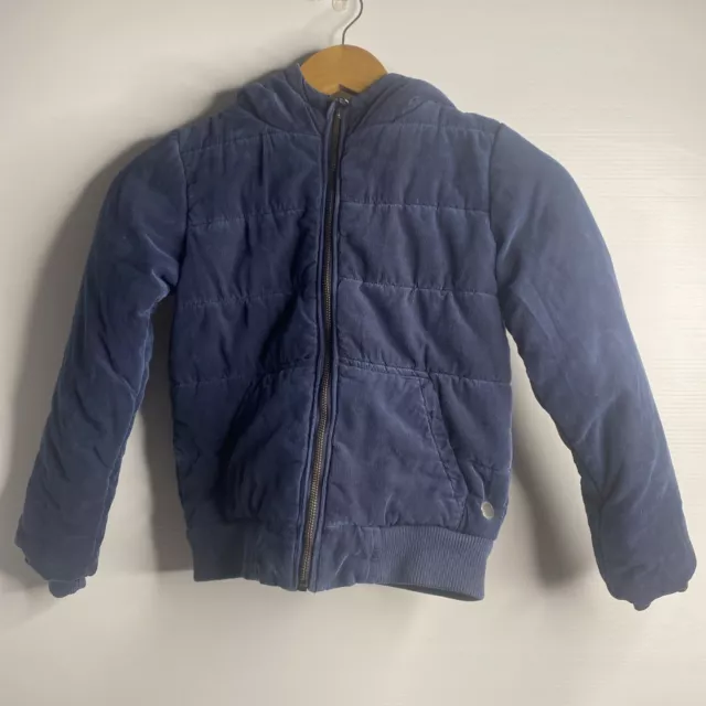 Country Road Boys Blue Cord Puffer Corduroy Coat Jacket Size 6 - 7 Years VGC