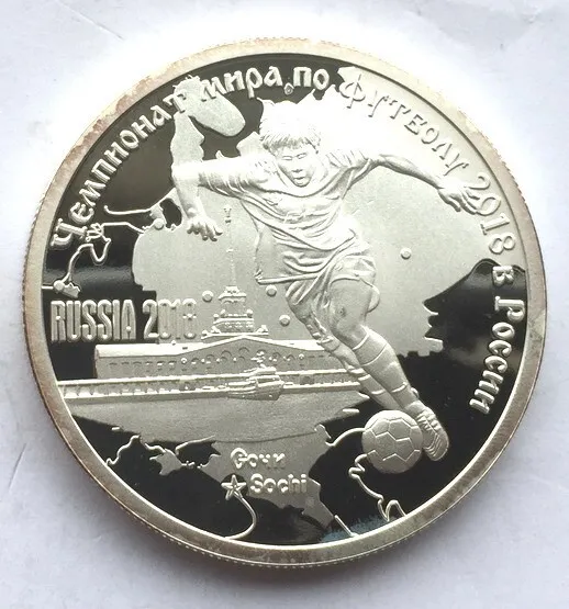 Cameroon 2018 Russian Soccer (E) 1000 Francs 1oz Silver Coin,Proof