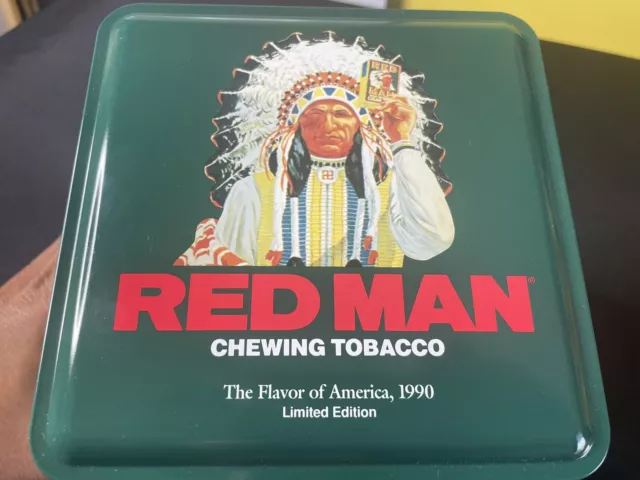 VINTAGE RED MAN Chewing Tobacco Tin Box Canister Vintage 1990 Limited ...