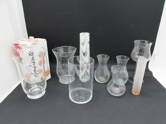 Job Lot Of Glass Vases Some Early Florero Boxed, Glass Shape Vase & Others Job Lot Of Glass Vases Some Early Florero Boxed, Glass Shape Vase & Others