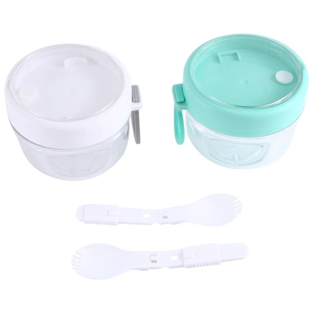 Confezione Da 2 Barattoli In Vetro Per Overnight Oats – Vasetti Con Coperchio E Cucchiaio, Scale Di Misurazione, 300ml, Ideali Per Colazioni E Spuntini