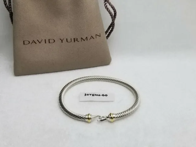 David Yurman 4mm Cable Buckle Cuff Bracelet with 18k Gold Size Medium