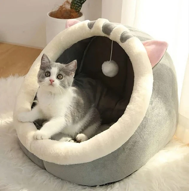 Sweet Cat Bed Warm Pet Basket Cozy Kitten Lounger Cushion Cat House Tent smaldog