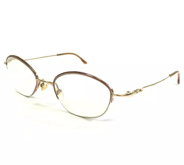 Vintage Christian Dior Eyeglasses Frames Purple Gold Round Half Rim 51-19-135