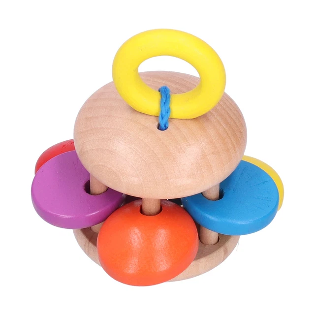 Hölzernes Baby-Rassel-Spielzeug-Set Buntes Beruhigendes