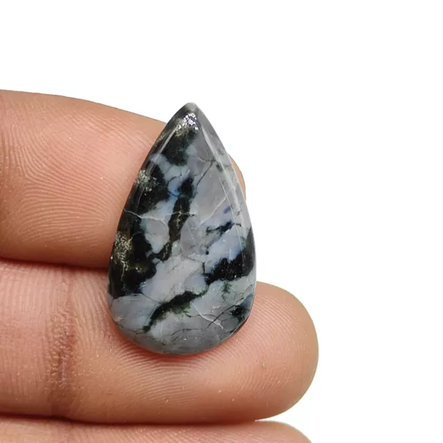 Forme Ovale 25ct Naturel Noir Gris Indigo Gabbro Jasper Cabochon Gemme M6867