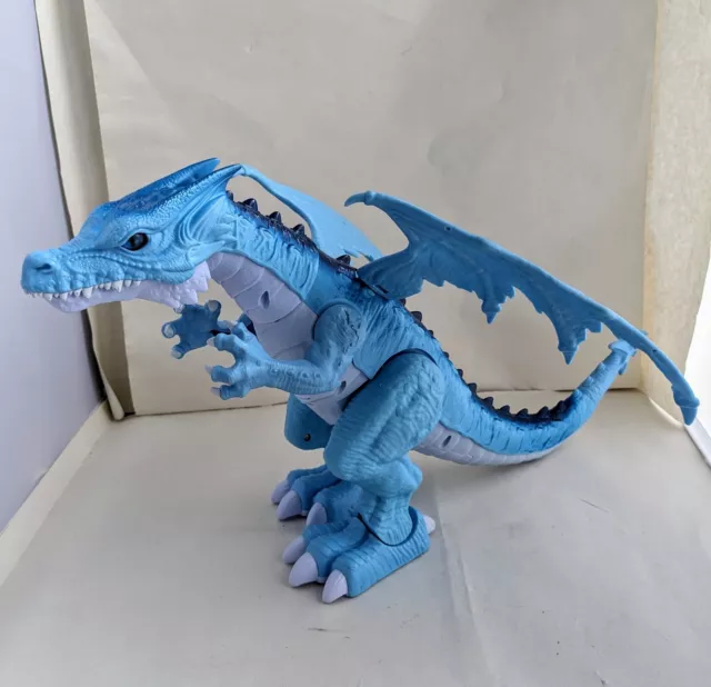 Zuru Robo Alive Blue Winged Ice Dragon 20" Interactive Roars Walks Toy WORKS