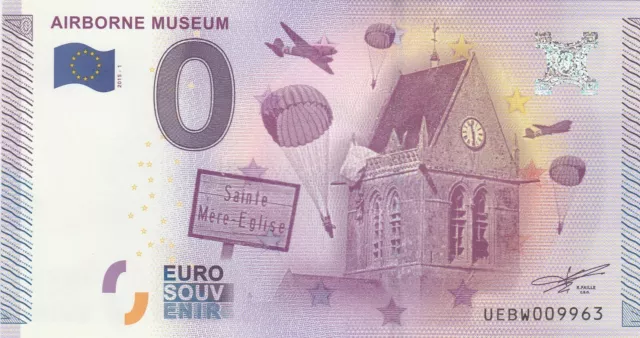 A 2015-1 Billet Euro Souvenir - Ue Bw - 50 480 Airborne Museum