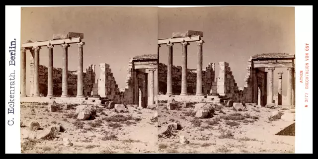 Grèce, Athènes, Erechtheion, ca.1885, stéréo Tirage vintage stéréo, légendé
