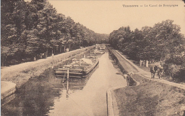 Antique postcard YONNE THONNERRE le canal de Burgundy barge