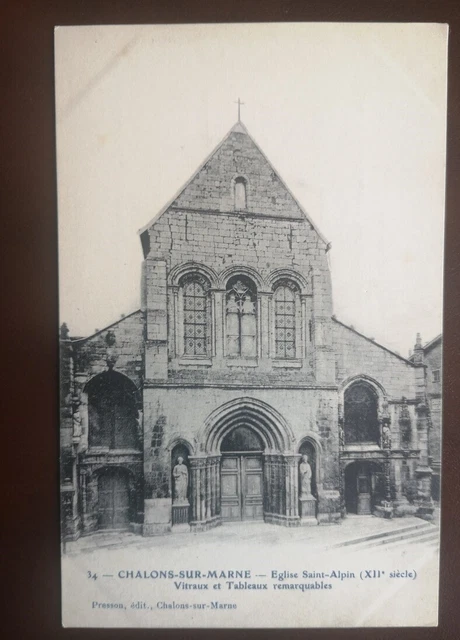 Cpa 51 Chalons-Sur-Marne - Eglise Saint-Alpin - Vitraux Et Tableaux Remarquables