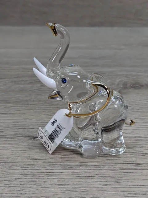 Glass Baron Elephant Handcrafted Figurine with Swarovski Crystal Accents S4 177