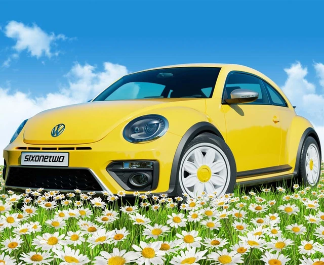 VW BEETLE GENUINE TANSY Daisy FLOWER Alloy Wheels x4 White 16x7.0 5x100