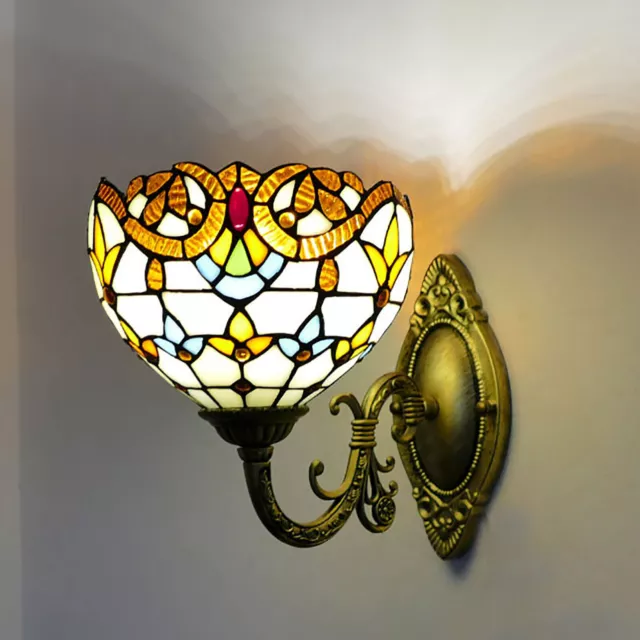 Stained Glass Wall Lamp Tiffany Style Bathroom Wall Sconce Light Retro Fixture