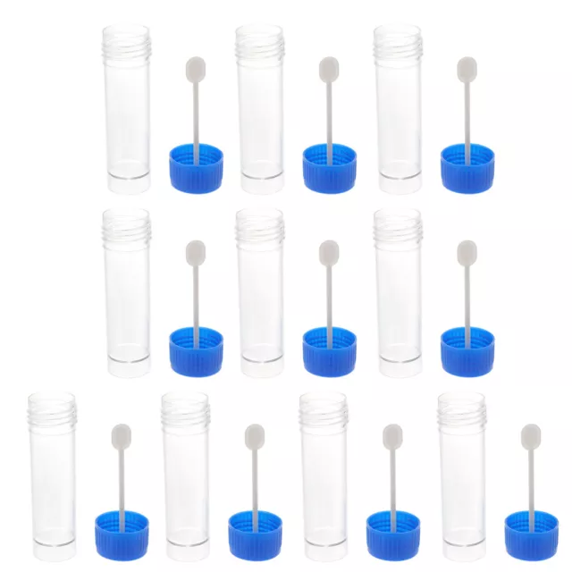 10 Plastic Sample Spoons with Screw-On Lids for Lab Use
