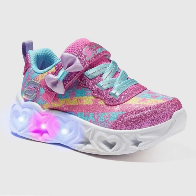 Skechers Girls S Sport Mae Star Print Performance Light Up Sneakers Pink Size 7