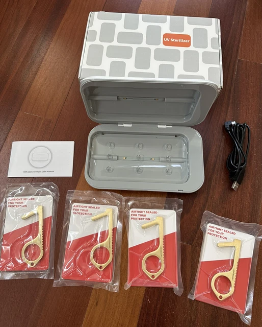Llave CLEANKEY|Smart (paquete de 4) Botones de pulsador sin gérmenes ¡¡con esterilizador de teléfono UV ADICIONAL!!¡!